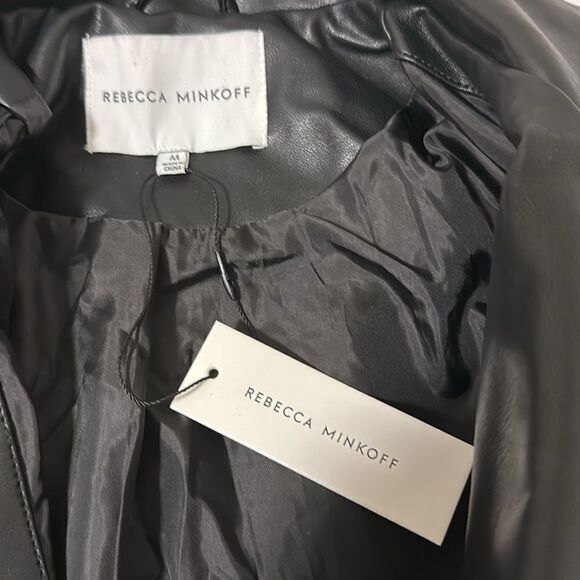 NWT Rebecca Minkoff Vegan Leather Black Crop Woman’s Moto Jacket. Size Medium. - Picture 6 of 8